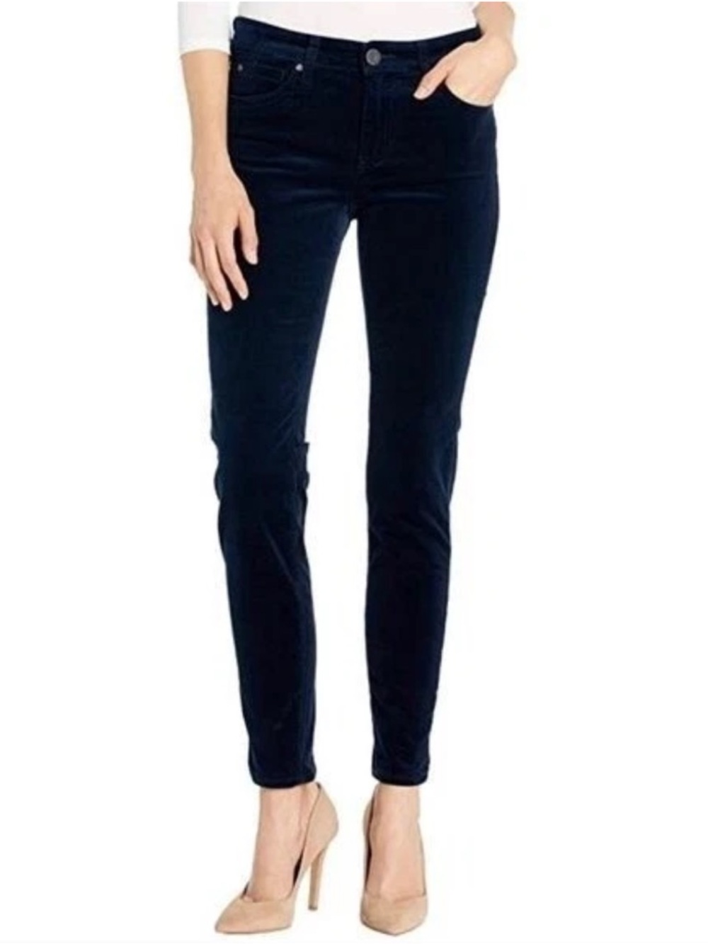 KUT from the Kloth Navy Skinny Corduroy Pants Velvet Jeans Stretch Size 10 NWT